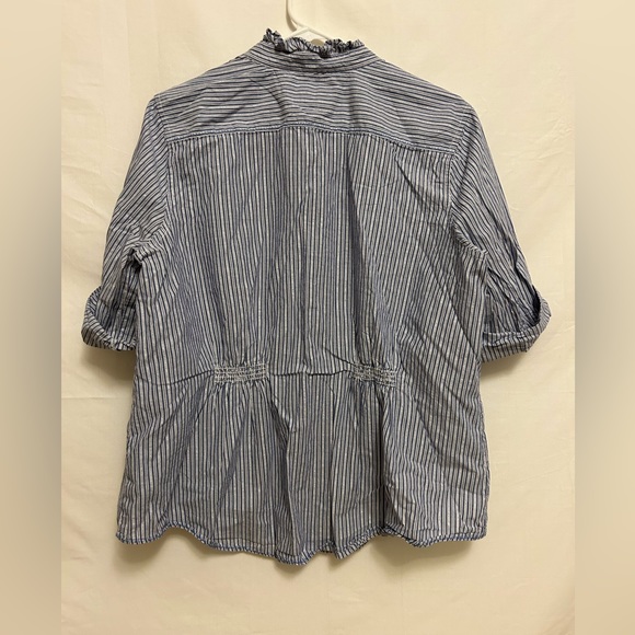 Tommy Hilfiger Striped Ruffle Roll Tab Button Down Women Top‎ Size Extra Large - Picture 8 of 9